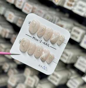 Luxus Falsche Nägel Geschenk verpackung Box Französisch Acryl Nagels pitzen <span class=keywords><strong>Bling</strong></span> Long Coffin Ballet Square Drücken Sie auf die Nägel - Product Image 5