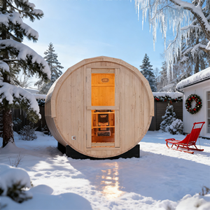 Sauna de Barril para 2-4 Personas, Sauna de Vapor de Pino Blanco con Techo de Asfalto Negro, Calentador de 6kW, para Patio Trasero, Terraza, Jardín - Product Image 3