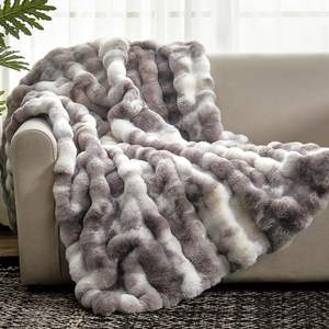 Dệt Kim 100% Polyester Giả Thỏ Lông Rắn Màu Flannel Chăn Sang Trọng Thoải Mái Mềm Mại Thân Thiện Với Môi Tất Cả Các Mùa Thoáng Khí - Product Image 6