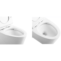 Vente en gros de cuvette de toilette hygiénique monobloc sans rebord à double chasse d'eau Inodoros WC en céramique