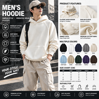 Sweat à capuche épais en polaire 480g pour hommes, pull-over serré avec impression numérique