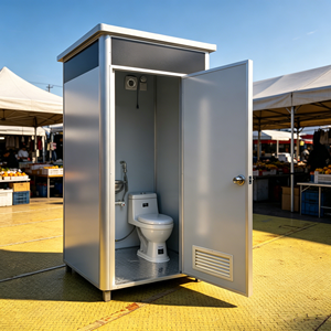 Toilettes portables Porta Potty <span class=keywords><strong>avec</strong></span> structure en acier, panneaux sandwich en acier coloré, toilettes mobiles d'extérieur <span class=keywords><strong>avec</strong></span> lavabo pour chantier - Product Image 1