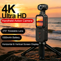 Caméra d'action sportive 4K, caméscope numérique de poche portable WiFi 270 °   Caméra de sport avec suivi du visage par rotation de l'objectif pour les vidéos de vlog