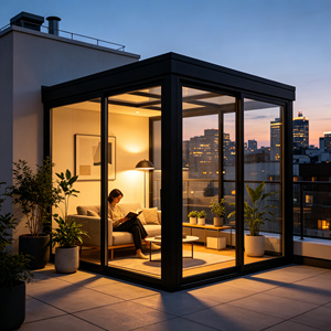 Véranda moderne à cadre fin en aluminium et verre, à rupture de pont thermique, pour terrasse et jardin d'hiver - Product Image 2