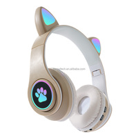 Casque sans fil mignon d'oreille de chat pour les casques de sport pliants d'enfants avec les oreilles colorées de LED et les lumières de Bling