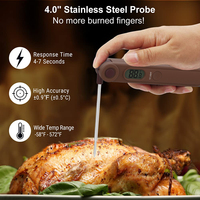 Thermomètre numérique pliable à lecture instantanée pour bonbons, viande, barbecue, cuisine, utilisation en grillade, alimenté par piles, en plastique et acier inoxydable, avec écran LCD