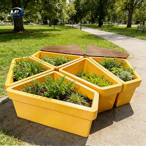 Macetas Trapezoidales Irregulares de Fibra de Vidrio, Bancas y Sillas de Madera para Plantar en Parques al Aire Libre y Plazas Comerciales - Product Image 3