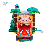 Structure gonflable dino-sauureuse de la jungle avec toboggan aquatique et château sauteur T-Rex, qualité professionnelle, pour location événementielle pour enfants