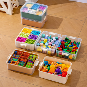 MIXWARES Mehrstöckige Kunststoff-Aufbewahrungsbox mit Griff - Wasserdichter Spielzeug- & Snack-Organizer, Tragbares Aufbewahrungsset für Zuhause - Product Image 5