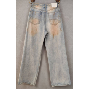 <span class=keywords><strong>Jean</strong></span> en denim décontracté pour homme, taille haute, coupe droite, style vintage hip-hop, 100% coton tissé, écologique, délavé, effet usé et déchiré - Product Image 2