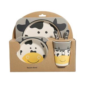 Zoológico de animales bebé placa arco Copa horquillas niños de fibra de bambú de juegos de vajilla - Product Image 5