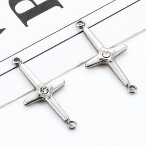 EW-Anillo de <span class=keywords><strong>soldadura</strong></span> de doble cabeza de acero inoxidable pulido, accesorios de adorno de Cruz incrustada de diamante DIbracelet collar pulsera de moda - Product Image 3