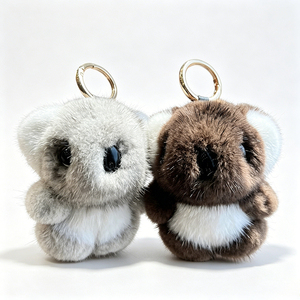 Llavero de <span class=keywords><strong>koala</strong></span> de piel sintética de visón, de dos tonos, esponjoso, mini, de dibujos animados, con orejas grandes blancas, colgante de animal australiano para bolso - Product Image 6