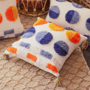 Hot Sale Marok kanis cher Stil Ethnische bunte handgemachte Quaste Sofa Hotel 18x18 Tufted Kissen bezug // - Product Image 3