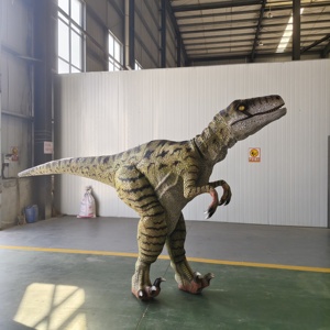 Costume de dinosaure <span class=keywords><strong>Velociraptor</strong></span> marchant populaire Zigong CET, design de pattes cachées, léger, tailles personnalisées, pour parcs d'aventure et écoles - Product Image 1