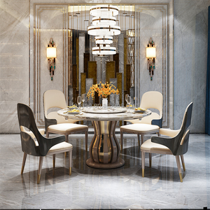 Европейский круглый обеденный стол, Прямая поставка с завода, Роскошные, с 6 стульями, мебель для дома, коробка, 1 шт., обеденный набор - Product Image 4