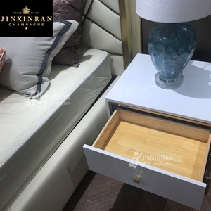 Modern Luxury Nordic Hotel Bedroom Furniture <strong>White</strong> Microfiber Leather king Queen Size <strong>Bed</strong> <strong>Frame</strong> <strong>with</strong> High Headboard - Product Image 3