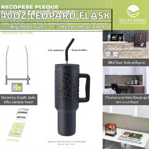 Frasco de vacío personalizado de 40oz, taza de viaje con estampado de leopardo y mango, vaso de sublimación para volver a la escuela, Vaso De 40oz Mango - Product Image 2