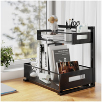 Support de rangement coulissant à double couche sans perçage pour armoires de cuisine et de salle de bain et organisateur d'évier