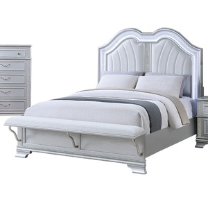 Modern Contemporary Elegant Soft <b>Queen</b> <b>Size</b> <b>Bed</b> Built-in Footboard Bench Upholstered USB Design Gray Finish Apartment-Friendly - Product Image 6
