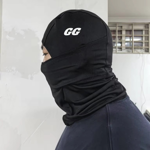 Cagoule noire personnalisée coupe-vent protection faciale casquette crâne avec logo de sérigraphie personnalisé - Product Image 3