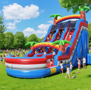 Đôi Ngõ Inflatable Slides Inflatable Nhảy Trượt Với Hồ Bơi - Product Image 1