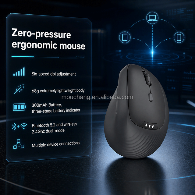 Dual Mode Lift Vertical Ergonomic Mouse Quite Click Wireless Rechargeable Ergonomic Mice for Laptop PC Vertical Mouse