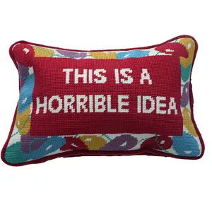 SHN009これは恐ろしいアイデアです家の装飾的なカスタムデザイン高級枕カバー刺Embroideryアートニードルポイント枕