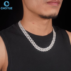 Collier cubain de luxe entièrement pavé de moissanite créée en laboratoire, en argent sterling 925, pierres hautement scintillantes, bijoux fins pour mariage - Product Image 5