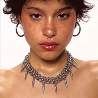 Collier Géométrique Personnalisé en Acier Titane, Chaîne à Pointes Style Punk Street Rock, Tendance Gothique Y2K, Accessoires Hip Hop Cool