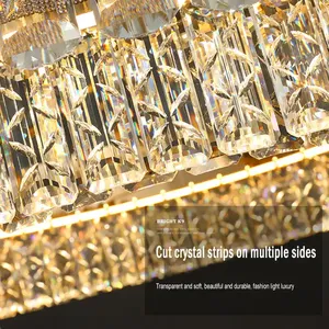 Zèle éclairage hôtel chambre plafond suspension interrupteur contrôle couleur or rond lustre en cristal - Product Image 5