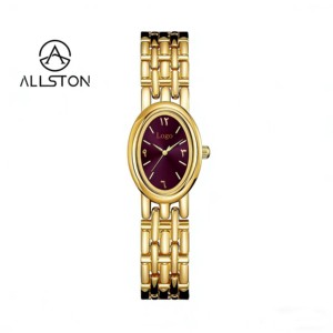 Reloj de <span class=keywords><strong>Mujer</strong></span> de Lujo, Marca Famosa, Ovalado, Estilo Antiguo, Números Arábigos Dorados, Movimiento de Cuarzo, Caja de Aleación, Diseño Minimalista y Ligero - Product Image 2
