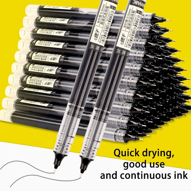 Wholesale Straight Liquid Quick Dry 0.5mm Needle Tube Refill Gel Pens Set Stationery Supplies Roller Ball Pen