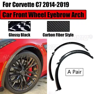Para Chevrolet Corvette C7 2014-2019, Todos los Modelos, Molduras Decorativas para las Cejas de las Ruedas Delanteras, 2 Piezas, Aspecto de Fibra de Carbono Negro Brillante - Product Image 1