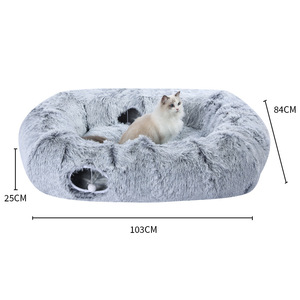Cuccia <span class=keywords><strong>Tunnel</strong></span> Rotonda Grande Personalizzata OEM 2026 per Gatti, Cuccia Invernale Calda per Ragdoll e Calico, Forniture per Animali Domestici, Cuccia da Interno - Product Image 2