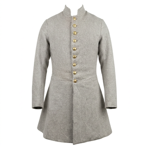 Manteau long pour homme en mélange de laine gris, style rétro, boutonné sur le devant, vêtement d'extérieur historique - Product Image 1