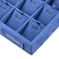 Velours bleu 16 grilles pendentif bijoux présentoir léger empilable organisateur de stockage