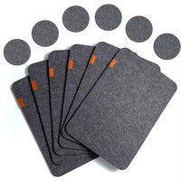 Set de dessous-de-plat et de sous-verres en feutre résistant à la chaleur, absorbants et antidérapants, carrés, pour salle à manger familiale