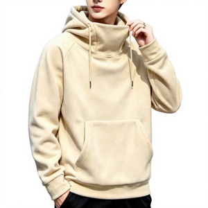 เสื้อฮู้ดผู้ชายทรงปกติ สีพื้น แขนเสื้อแบบแร็กแลน มีกระเป๋า สวมใส่สบายๆ สำหรับฤดูใบไม้ร่วง ผลิตจากผ้าฝ้าย 100% ผ้าเฟรนช์เทอร์รี่ถัก - Product Image 5