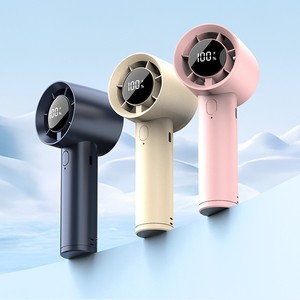 Ventilador de mano con pantalla digital, 100 velocidades, recargable por USB, mini ventilador con soporte para teléfono - Product Image 1