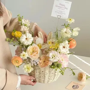 Panier de fleurs boisées pour pique-nique en plein air nourriture organisateur de stockage de fruits poignée panier de fleurs en bois fête mariage décor de pâques - Product Image 2