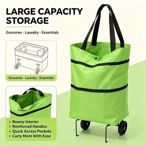 Outdoor Shopping <b>Cart</b> with Wheels <b>Foldable</b> Portable Hand <b>Cart</b> Lightweight Backpack-Style for Home Outdoor Shopping Bags Storage - Product Image 4