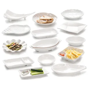 Eco Friendly Wholesale Food Snack Dish Salad Irregular Shape White Melamine Dinner Plates