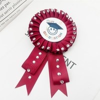 Ruban de récompense rond en satin personnalisé avec logo E-Magic, badge en forme de rosette, style floral, en polyester, pour médailles et rubans cadeaux