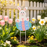 Décoration de jardin ODM OEM : Poteau décoratif Lapin de Pâques mignon avec œuf de Pâques pour l'extérieur au printemps