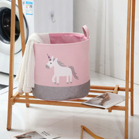 Panier à linge pliable en tissu rose pailleté arc-en-ciel, écologique, pour le rangement des vêtements et des jouets d'enfants, avec poignée, pour la chambre