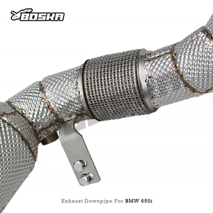 ท่อไอเสียแคทาลิสต์แบบกำหนดเองพร้อมแผ่นกันความร้อนสำหรับ BMW 650/650i F06/F12/F13 4.0T ปี 2011-2017 Boska High Flow 100/200/300cell Downpipe - Product Image 4