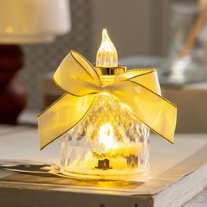 2026 New Christmas LED Bow Candle Lamp Wholesale Plastic Simulation Flame <b>Light</b> Battery Powered Small Night <b>Light</b> - Product Image 6