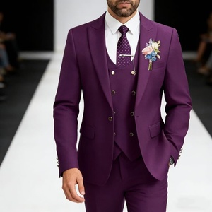 Ensemble de Costume de Mariage Professionnel 3 Pièces pour <span class=keywords><strong>Homme</strong></span> avec Pantalon à Braguette Zippée - Style Asiatique - Vente en Gros - Product Image 1