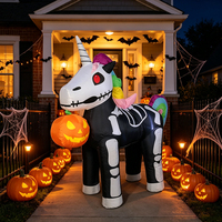 Sculpture gonflable LED décorative de jardin pour Halloween, modèle citrouille, squelette coloré, licorne